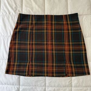 Sky and Sparrow Plaid Pencil Skirt - Black and Orange